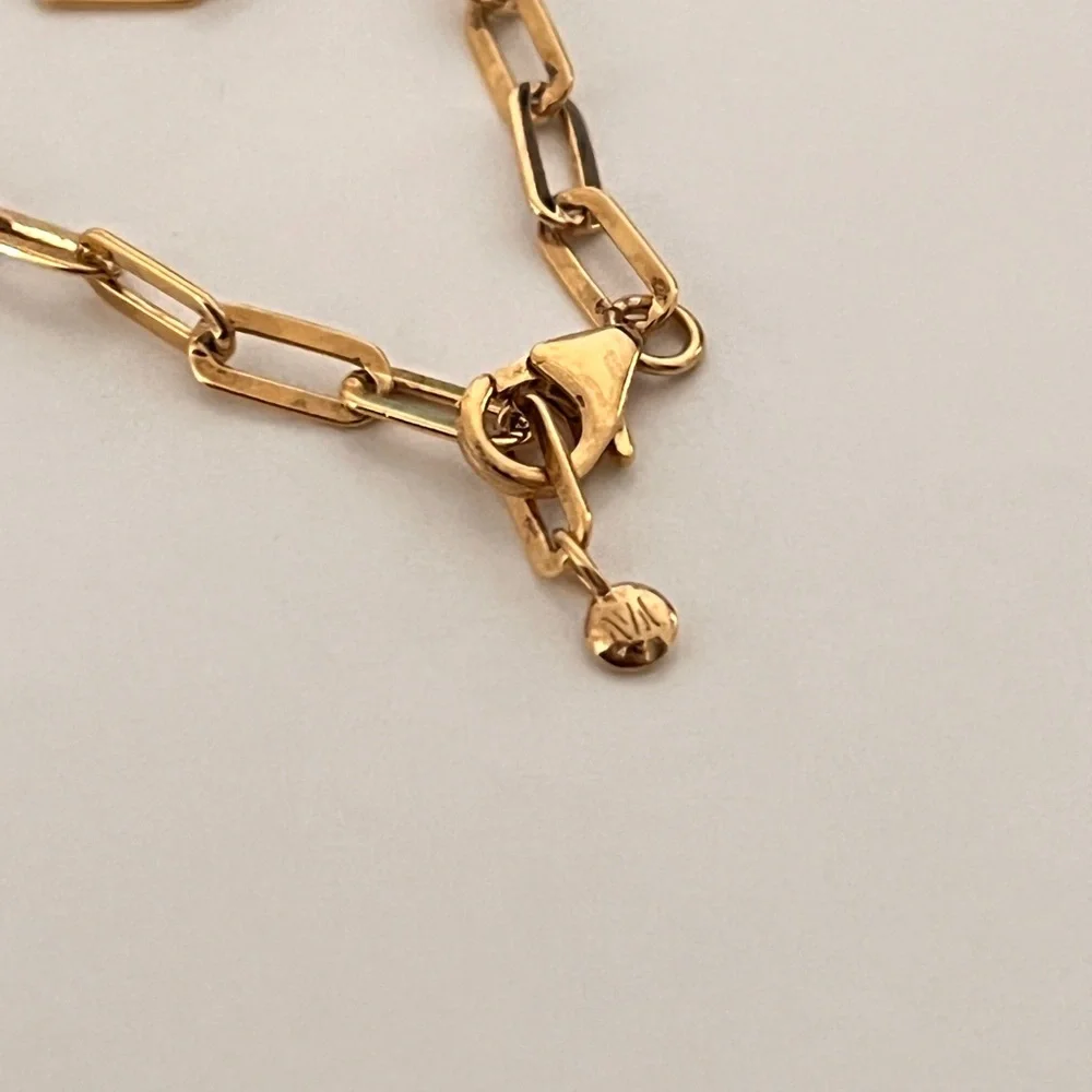 Monica Vinader 18” Paperclip Chain Necklace 18k Gold Vermeil Removal Charm - Picture 5 of 8